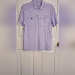 INC International Concept M Lavender ShrtSlv Pocket 100% Cotton  Polo Men Shirt